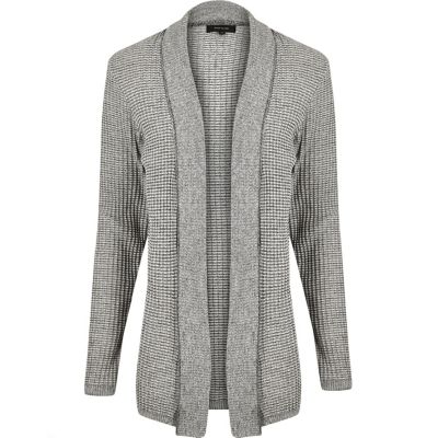Light grey textured knitted cardigan